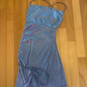 Cider Iridescent Blue Slip Dress